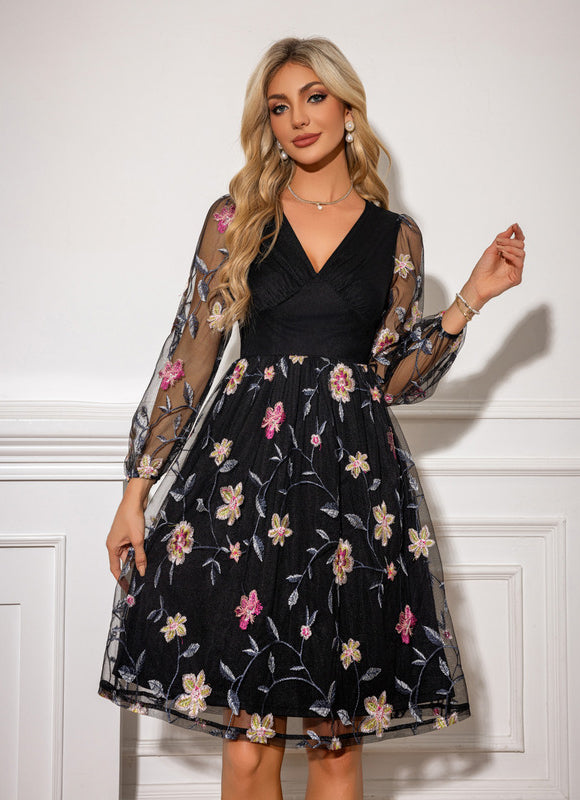 Robe Midi Évasée Fleurie - gallery 5