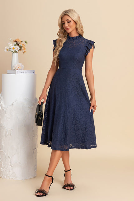 Robe Midi Grise En Dentelle
