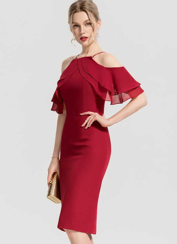 Robe Midi Froncée Bordeaux
