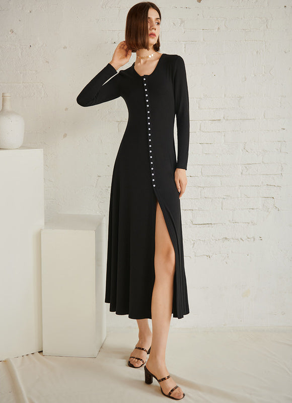 Robe Midi Maille Côtelée - gallery 2