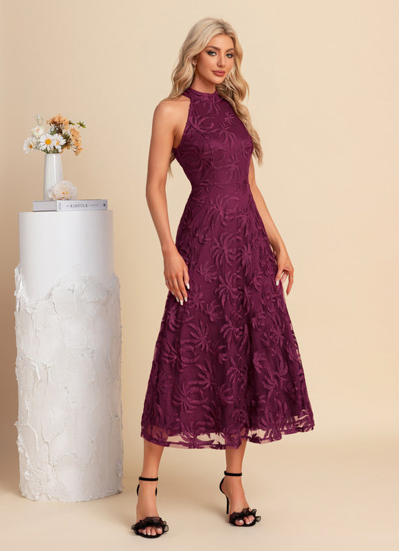 Robe Midi Florale Bordeaux - gallery 3