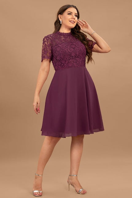 Robe Midi Dentelle Aubergine - gallery 6