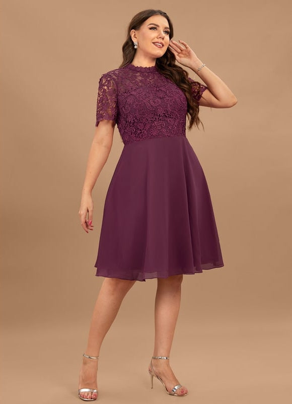 Robe Midi Dentelle Aubergine - gallery 6