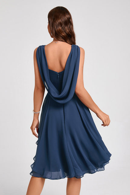 Robe Midi Aérienne Marine - gallery 7