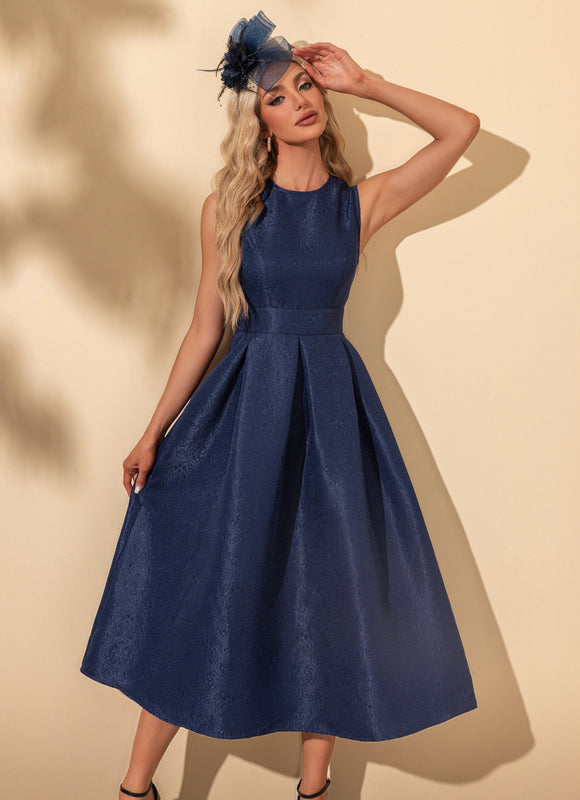 Robe Midi Trapèze Bleu Nuit - gallery 3