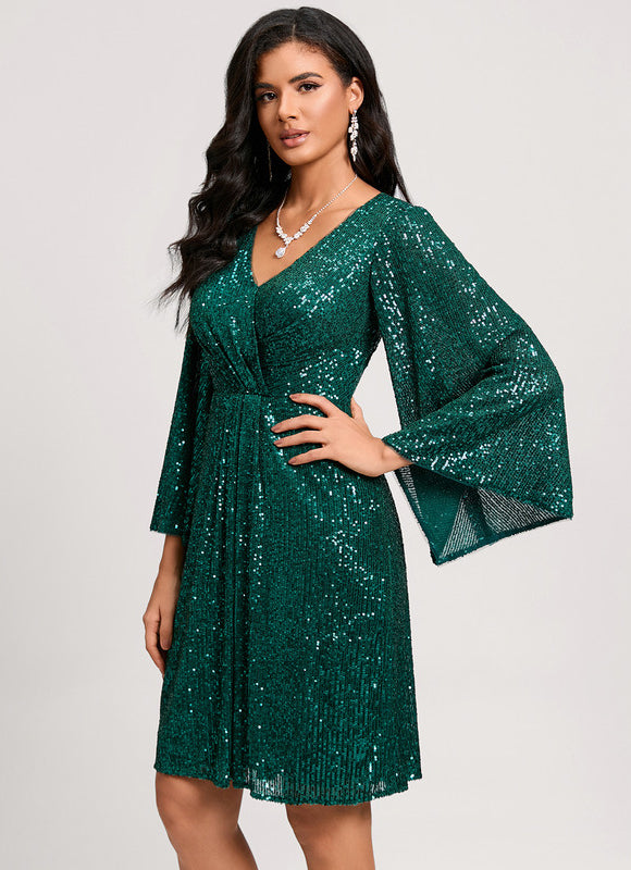 Robe Midi Émeraude Pailletée - gallery 5