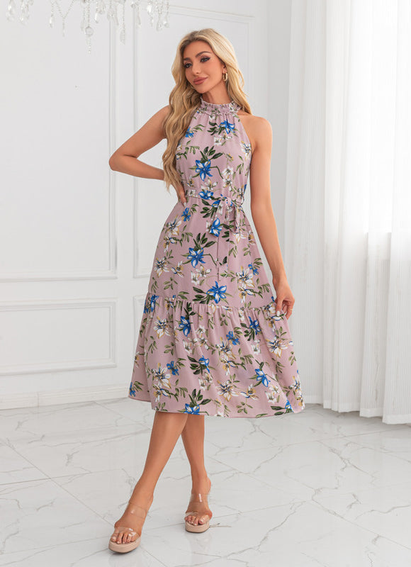 Robe Midi Évasée Imprimée Léopard