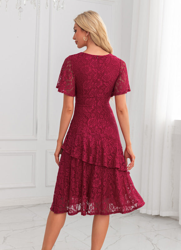 Robe Midi Dentelle Bordeaux - gallery 1