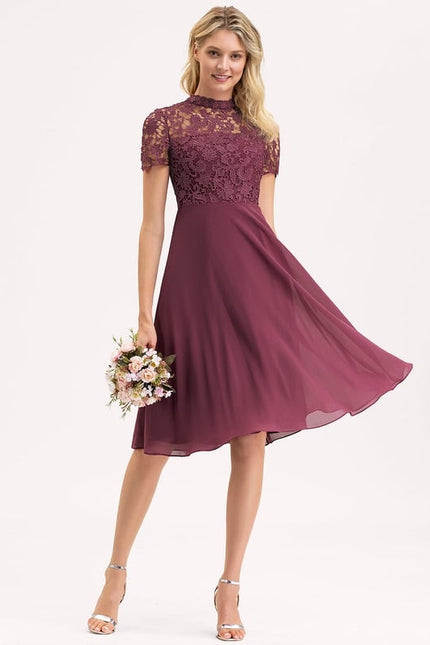 Robe Midi Dentelle Aubergine - gallery 4