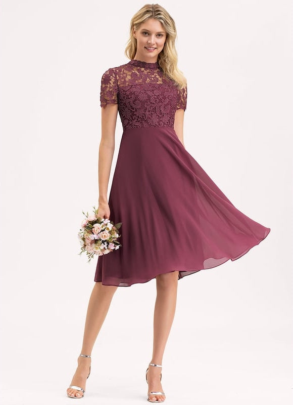 Robe Midi Dentelle Aubergine - gallery 4