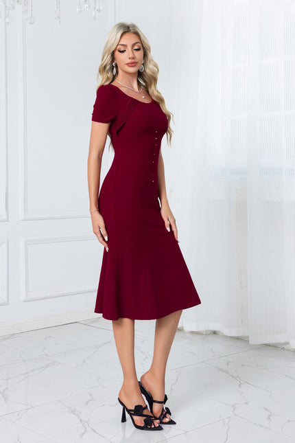 Robe Midi Bordeaux Ajustée - gallery 2