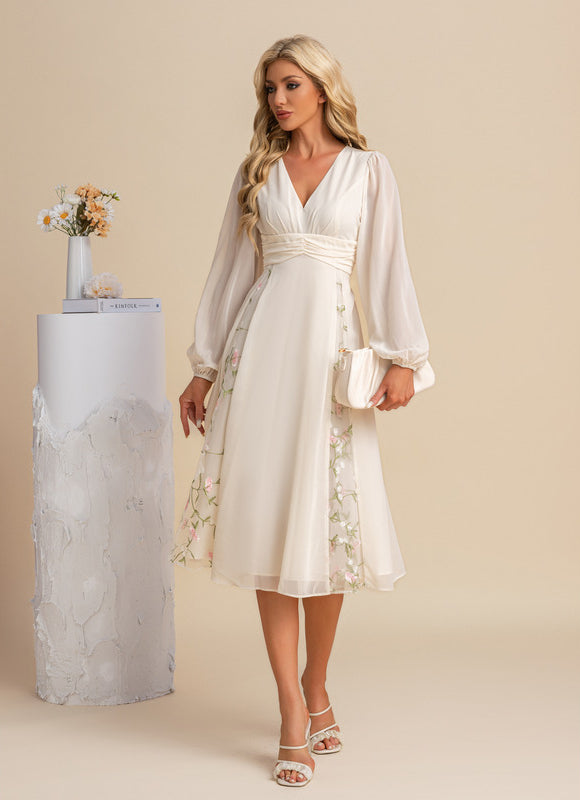 Robe Midi Midi Florale Élégante - gallery 5