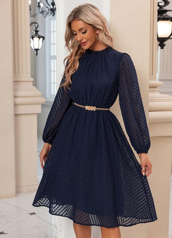 Robe Midi Chiffon Marine