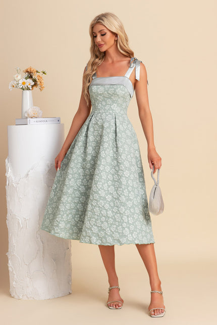 Robe Midi Midi Jacquard Verte - gallery 4