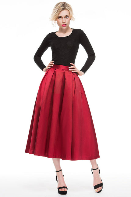 Robe Midi Satin Rouge - gallery 5