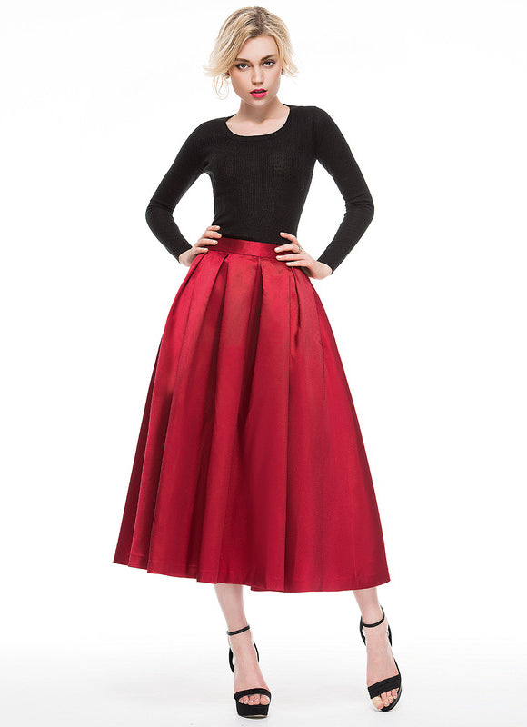 Robe Midi Satin Rouge - gallery 5