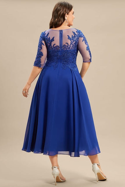 Robe Midi Bleu Élégante - gallery 7