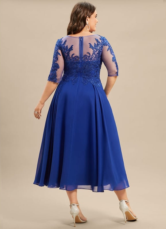 Robe Midi Bleu Élégante - gallery 7