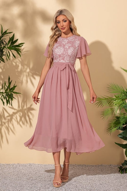 Robe Midi Midi Rose Délicate - gallery 6