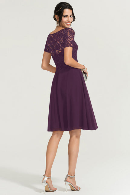 Robe Midi Dentelle Aubergine - gallery 1