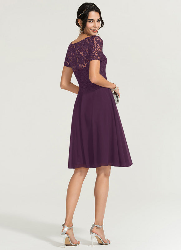 Robe Midi Dentelle Aubergine - gallery 1