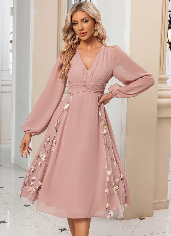 Robe Midi Midi Florale Élégante - gallery 8