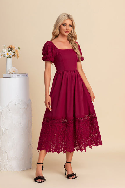 Robe Midi Bordeaux Évasée - gallery 3