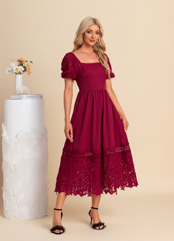 Robe Midi Bordeaux Évasée - gallery 3
