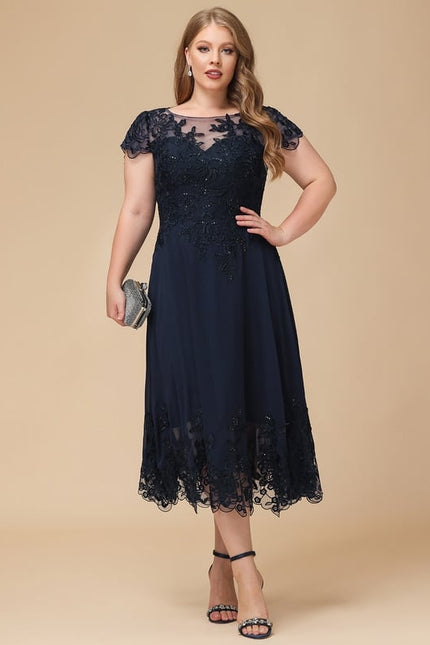 Robe Midi Bleu Élégante - gallery 9