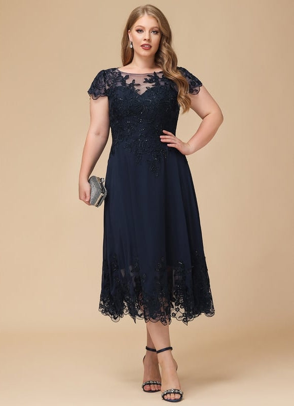 Robe Midi Bleu Élégante - gallery 9