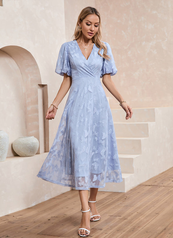 Robe Midi Évasée En Crochet - gallery 3