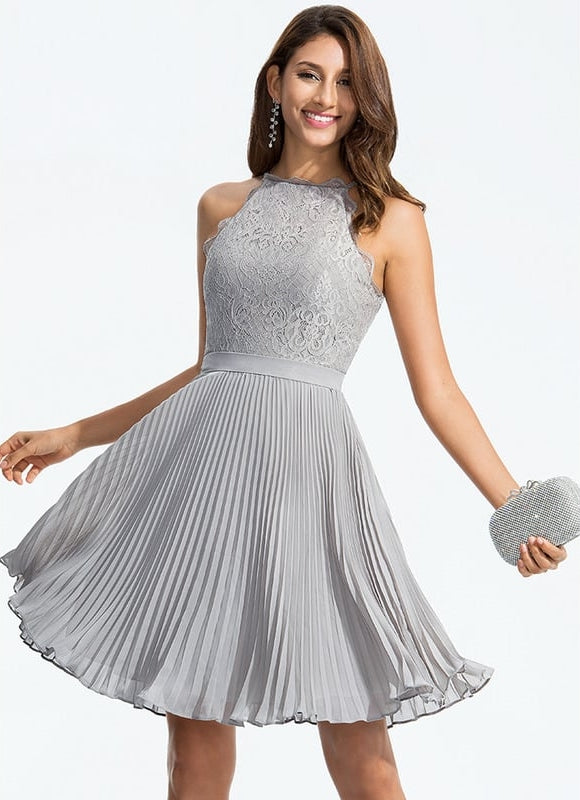 Robe Midi Gris Plissé Chic - gallery 3