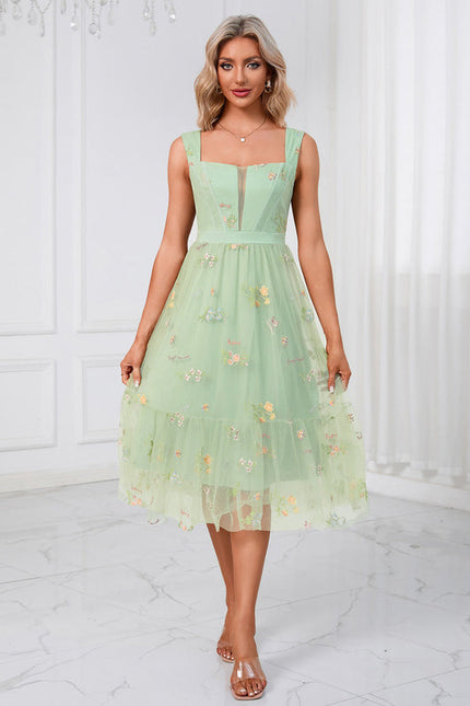 Robe Midi Tulle Vert Pâle - gallery 5
