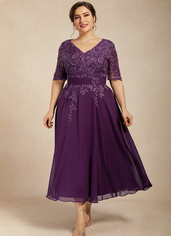 Robe Midi Violet Élégante - gallery 7