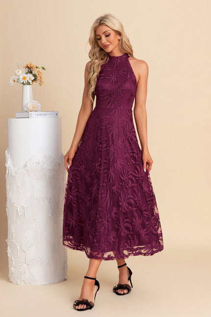 Robe Midi Florale Bordeaux