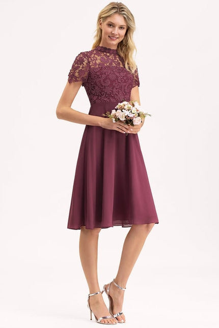 Robe Midi Élegante Bordeaux - gallery 1