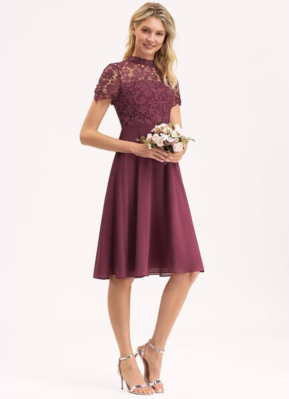 Robe Midi Élegante Bordeaux - gallery 1