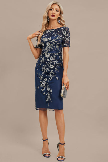 Robe Midi Élégance Marine Fleurs - gallery 4