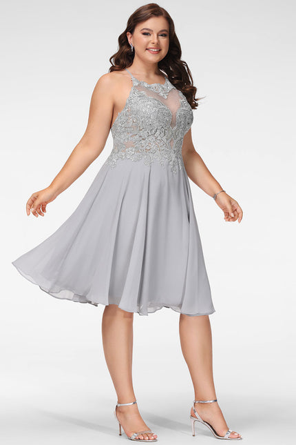 Robe Midi Grise Éclatante - gallery 8