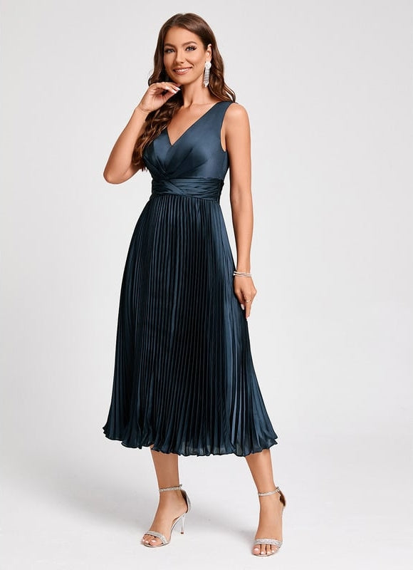 Robe Midi Satinée Plissée - gallery 5
