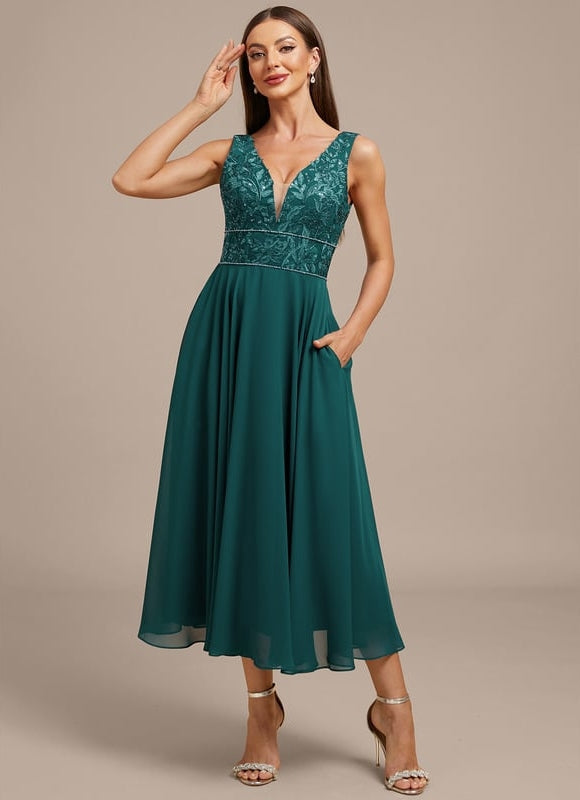 Robe Midi Émeraude Brodée - gallery 4