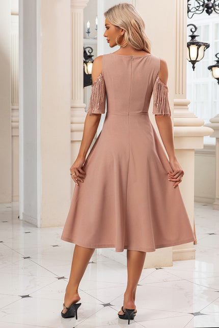 Robe Midi Frange Nude - gallery 3