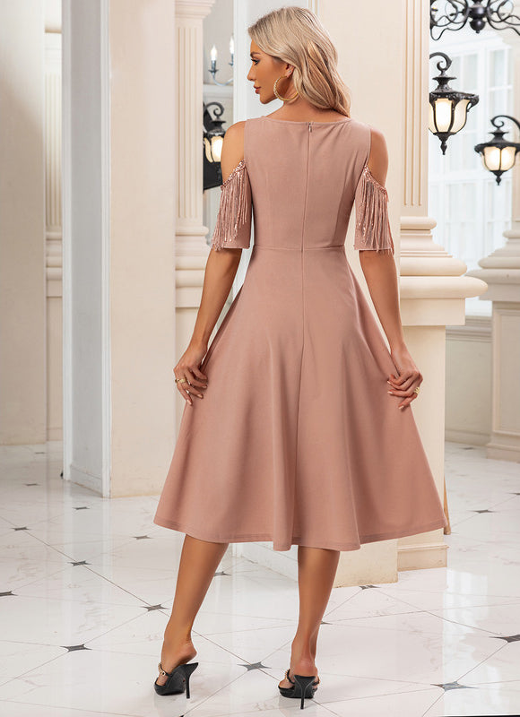Robe Midi Frange Nude - gallery 3