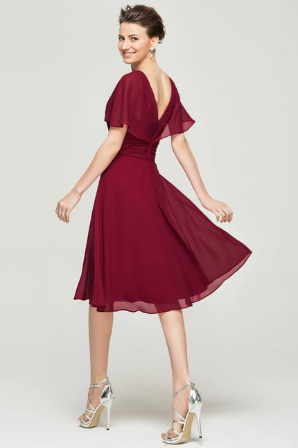 Robe Midi Rouge Élégant Vaporeux - gallery 3
