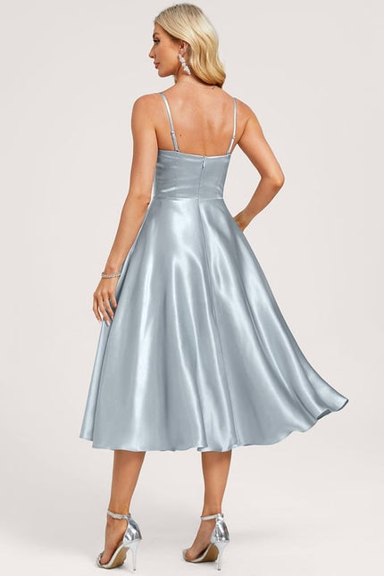 Robe Midi Satinée Ciel - gallery 4