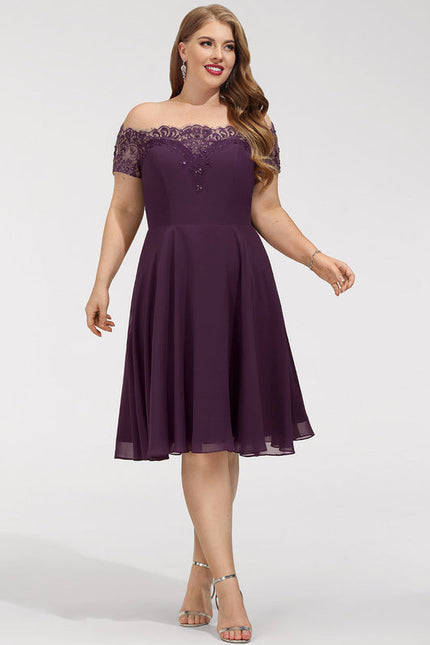 Robe Midi Élégance Pourpre Aérienne - gallery 7