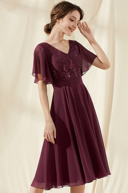Robe Midi Bordeau Flottante - gallery 3