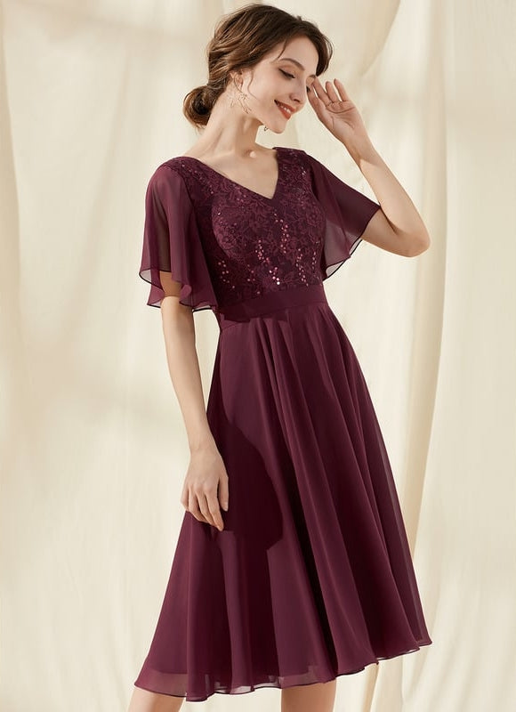 Robe Midi Bordeau Flottante - gallery 3