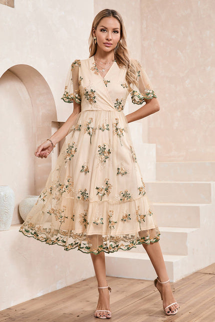 Robe Midi Évasée Fleurie - gallery 6