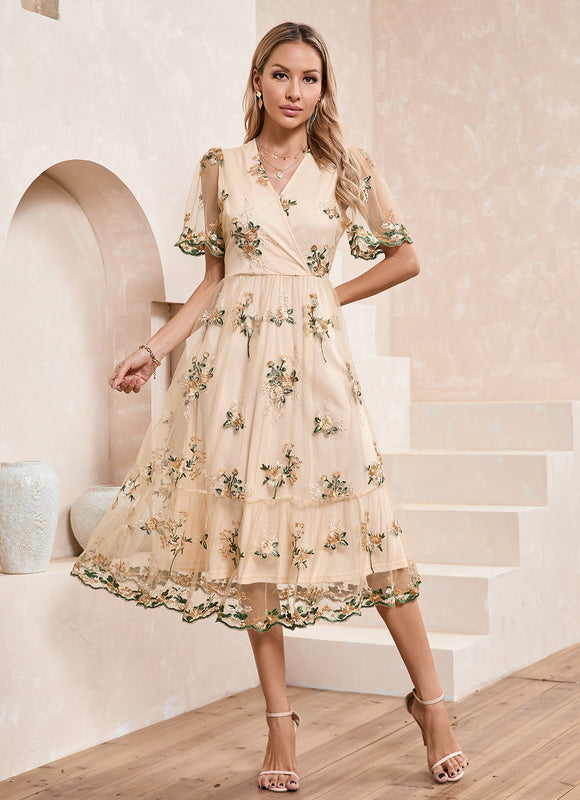 Robe Midi Évasée Fleurie - gallery 6